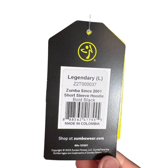 Zumba Since 2001 Short Sleeve Hoodie Bold Black & Green Men's Size Large NWT! - Picture 3 of 7